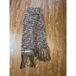 Munthe Plus Simonsen Lagenlook Chunky Knit Scarf Purple Metallic Fringe
